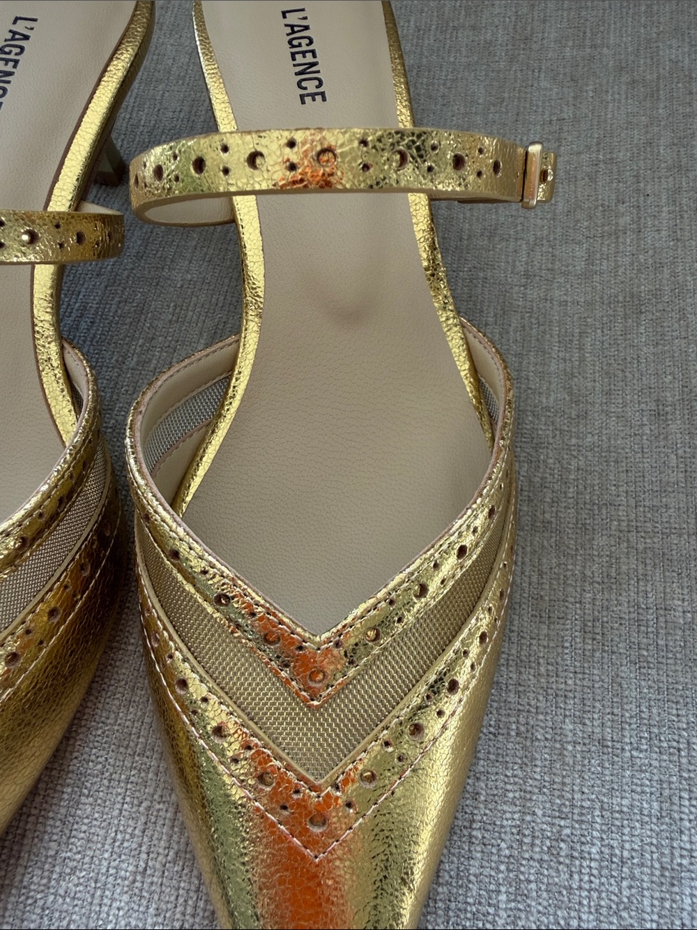 L'AGENCE Metallic Gold Pointed Kitten Heel - Picture 11 of 11